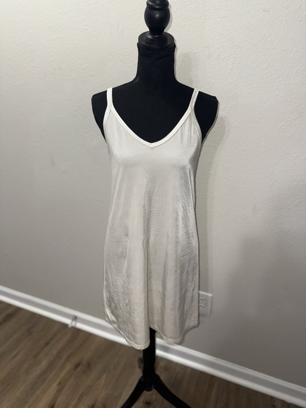 VTG Vanity Fair Full Slip Chemise Dress 10-158 Cream White Spandex Stretch 34 40